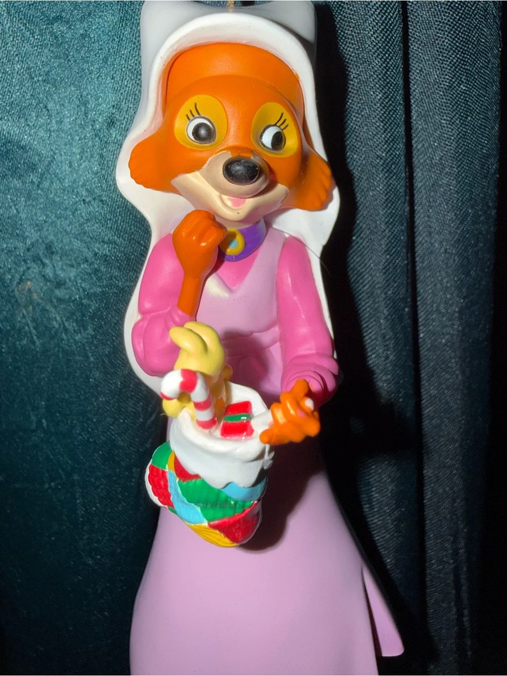 Disney Orange Fox in Pink Dress Holiday Ornament